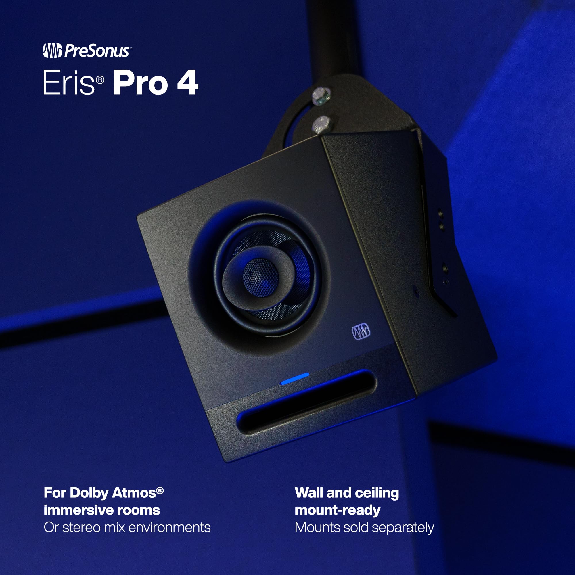 PreSonus Eris Pro 4 Studio Monitor — Bi-Amped, Active, 4.5-inch Coaxial Studio Monitor for Audio Recording & Mixing, Ceiling- & Wall-Mountable - Image 5