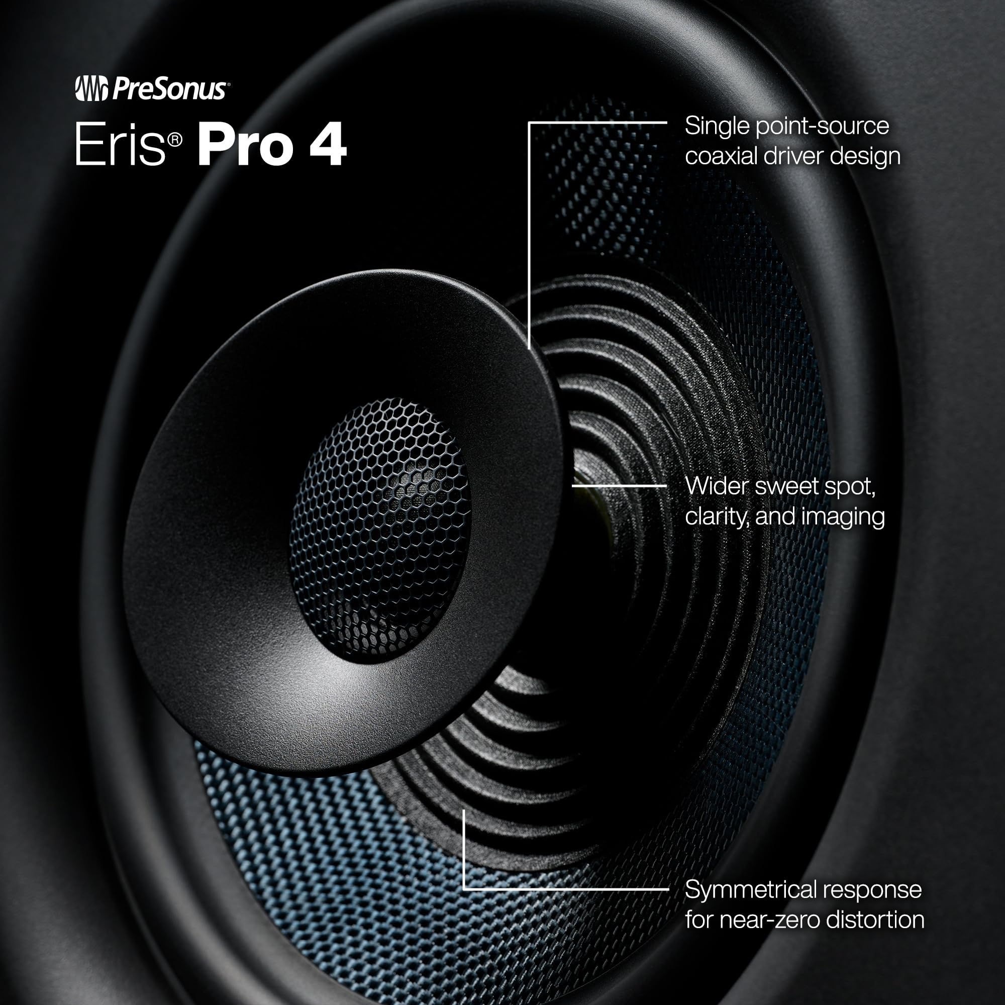 PreSonus Eris Pro 4 Studio Monitor — Bi-Amped, Active, 4.5-inch Coaxial Studio Monitor for Audio Recording & Mixing, Ceiling- & Wall-Mountable - Image 6