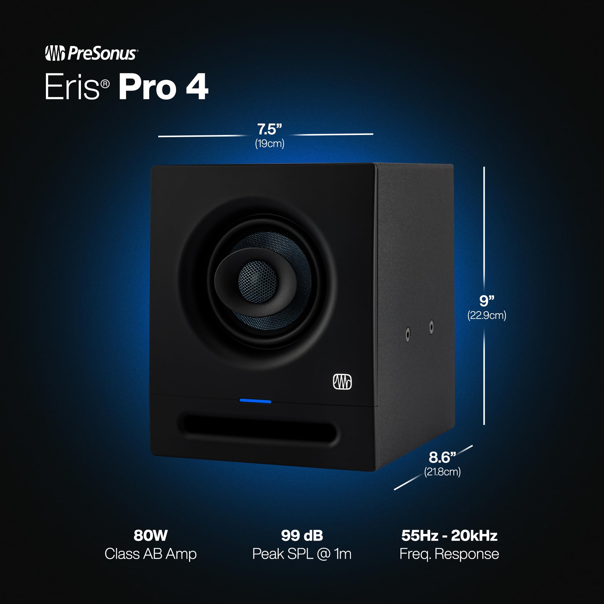 PreSonus Eris Pro 4 Studio Monitor — Bi-Amped, Active, 4.5-inch Coaxial Studio Monitor for Audio Recording & Mixing, Ceiling- & Wall-Mountable - Image 7