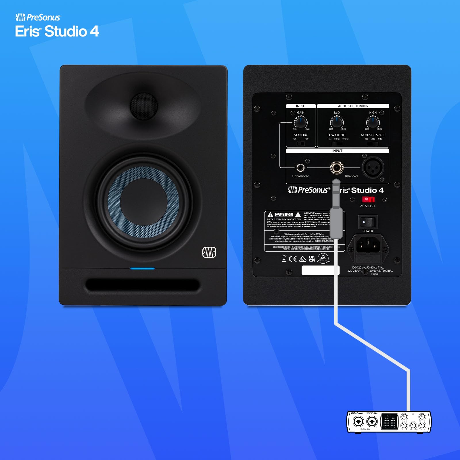 PreSonus Eris Studio 4 4.5-inch 2-Way Active Studio Monitor with EBM Waveguide - Image 6